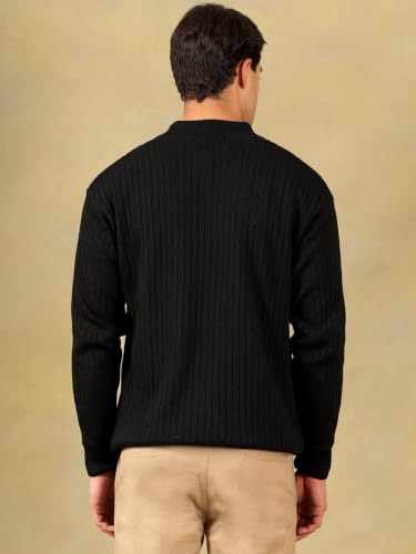 Image of Kvetoo Men High Neck Zipper Full Sleeve Woolen Winter Sweater