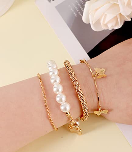 Svovin 31 Pcs Boho Gold Chain Bracelets Set For Women Multipack Layered Stackable Open Cuff Wrap Bangle Adjustable Link Flat Cuban Punk Charm Bracelet Bundle Jewelry #TOP2