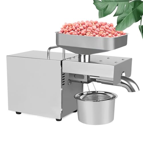 610W Máquina Automática De Prensa De Aceite Expulsor De Aceite De Nuez Caliente Fría Acero Inoxidable Prensa De Aceite De Semillas Extractor De Aceite Eléctrico Para Cacahuetes Ricino Coco 3-6 Kg / H