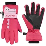 Andake Kids Skihandschuhe, 3M Thinsulate Jungen & Mädchen Winterhandschuhe Kind Warme wasserdichte Winddichte Thermo-Skihandschuhe für Ski, Schneeball, Eislauf und Wintersportarten (Rosa, Alter 4-6)