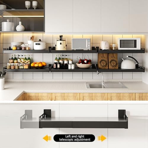 Adjustable Microwave Rack - Wall-Mounted Kitchen Storage Shelf - Space-Saving Solution for Microwave, Cookware, and Kitchen Essentials - Maximize Pantry Organization