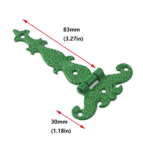 Antrader 6-Pack T Hinge, 4.45" X 2.72" - Zinc Alloy T-Strap Hinge, Gate Hinge With Screws,Green #TOP2
