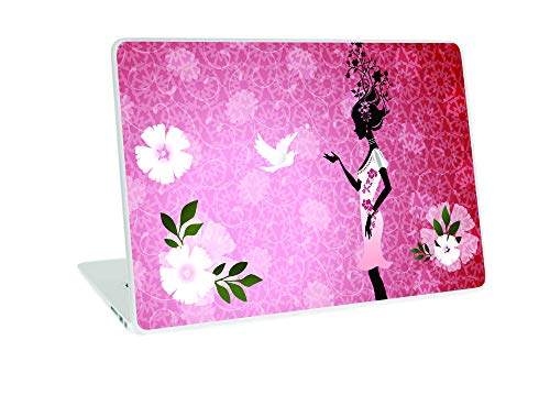Image of Galaxsia Floral Girl D2 Vinyl Laptop Skin /Sticker /Cover /Decal Compatible for Any 17 to 17.3 Inches Laptop (Hp /Dell /Sony /Acer /Lenovo /Asus. Etc) Or Notebook.