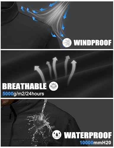 TACVASEN Men's Lightweight Softshell Jacket Fleece Lined Windbreaker Waterproof Rain Coats for Tactical Hiking - Image 4