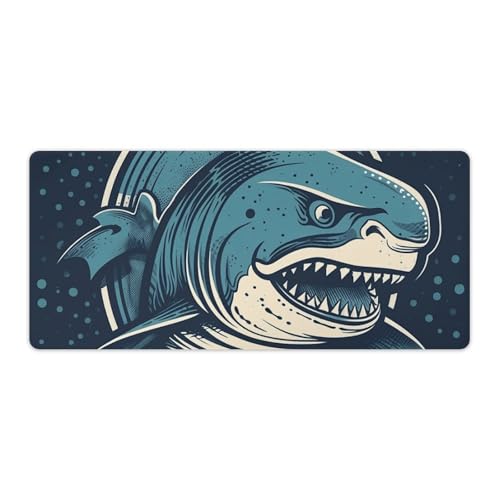 Tapis de souris de jeu requin grand format carré avec base en caoutchouc antidérapante
