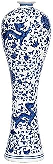 China Ceramic Vase Blue and White Porcelain Chinese Handmade Decorative Flower Vase for Living Room, Home Decor, Office, Table Centerpiece(33cm)