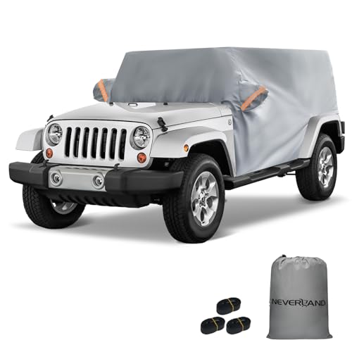 NEVERLAND Wrangler Car Cab Cover Fit for 1987-2022 Je-ep Wrangler CJ,YJ, TJ & JK 2 Doors, Waterproof Oxford Sun Shade Car Cover Door Hard top Off,Convenient Zipper for Trunk
