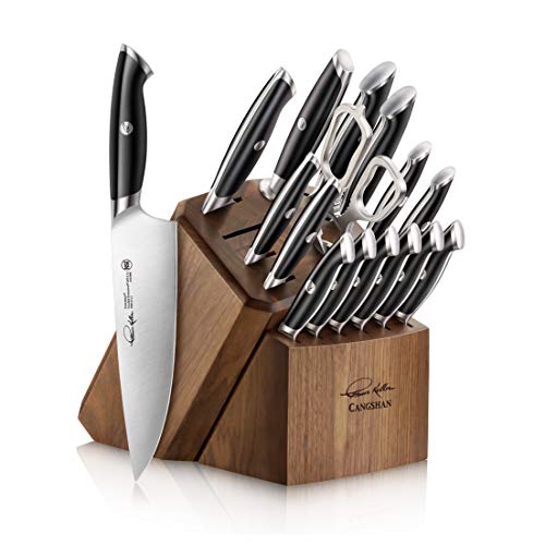 Comparison: Best Cangshan Thomas Keller Signature Collection 2 Cangshan Thomas Keller Signature Collection Swedish Powder Steel Forged, 17-Piece Knife Block Set, Walnut, Black