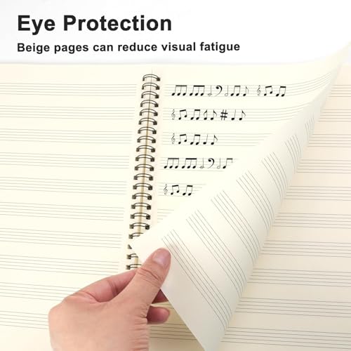 XinYangMao Leeres Musik Notizbuch A5, 50 Seiten Notenpapier - Spiralbindung Notenbuch für Komponieren, Klavier, Geige & Musikunterricht - Notenblatt Zubehör für Musiker & Studenten