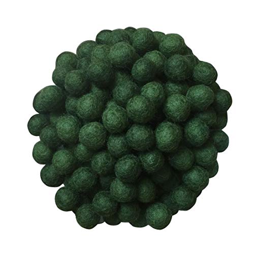 Bolas de fieltro de lana de 2 cm y 20 mm, 100 % lana natural, tela de fieltro para decoración del hogar, atrapasueños, bricolaje, guirnalda móvil, manualidades, proyectos de manualidades (verde