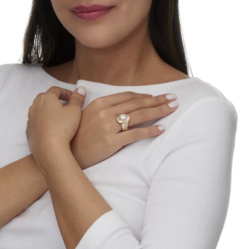 PalmBeach Yellow Gold-plated Sterling Silver Round Cubic Zirconia Engagement Ring Sizes 5-104