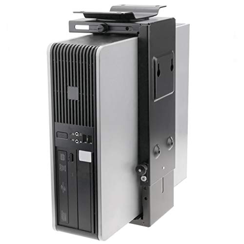 PRIMEMATIK AC65 – 0002-vces – Supporto di Scatola di PC Basso Tavolo o Fissaggio a Parete Regolabile, 88 – 203 mm, Colore: Nero