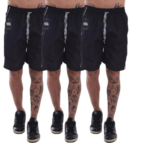 Kit 3 Bermudas Masculina Tactel Treino Escolar Bolsos Academia (BR, Alfa, P, Regular, Regular, Preto