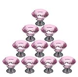 Econoled 10PCS 30mm Crystal Glass Diamond Shape Cabinet Knob Cupboard Drawer Pull Handle