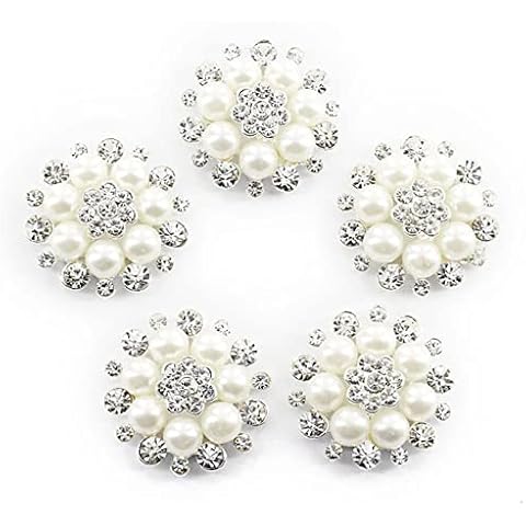 10 Pcs Xiaowenmy Rhinestone Buttons,28mm Pearl Flower Buttons for Sewing Decoration,Rhinestones for Craft,Button Holes Flowers Wedding Cover