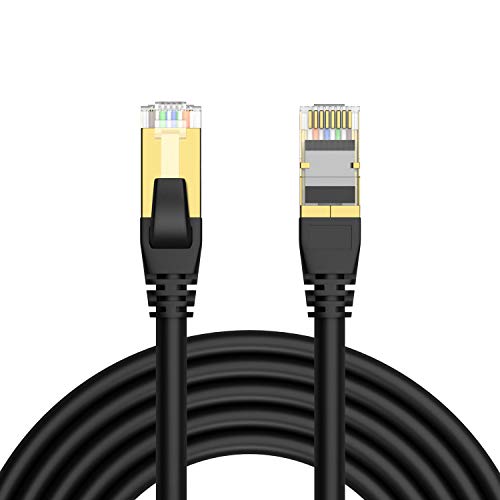 Cat8 ethernet Cable 10ft 2pack, 26AWG Lastest 40Gbps 2000Mhz SFTP Patch Cord, Heavy Duty High Speed Cat8 LAN Network RJ45 Cable-in Wall, Outdoor, Weatherproof Rated for Router, Modem, Gaming