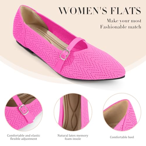 Image of Flats for Women Pointed Toe Knit Ballet Comfortable Dressy Washable Mary Jane Flat Shoes