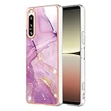 SEAHAI Funda para Sony Xperia 5 IV, Patrones Colores Elegante Delgada a Prueba de Golpes TPU de Goma Suave Carcasa de Silicona Colorida - Morado Claro