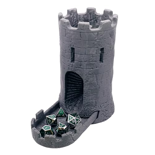 STAHLHAMMERS Dice Tower & Tray for Rolling and Randomizing Dice for DND Pathfinder and Other D&D RPG Roleplaying Games with Storage Compartment