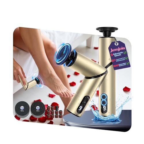 5-in-1 Professional Electric Callus Remover(Portable & Foldable), Removes 99.92% of Calluses in 3 Mins, Rechargeable Foot File Pedicure Kits with 10 & 40 Grit Pads for Soft Smooth Feet, Gold