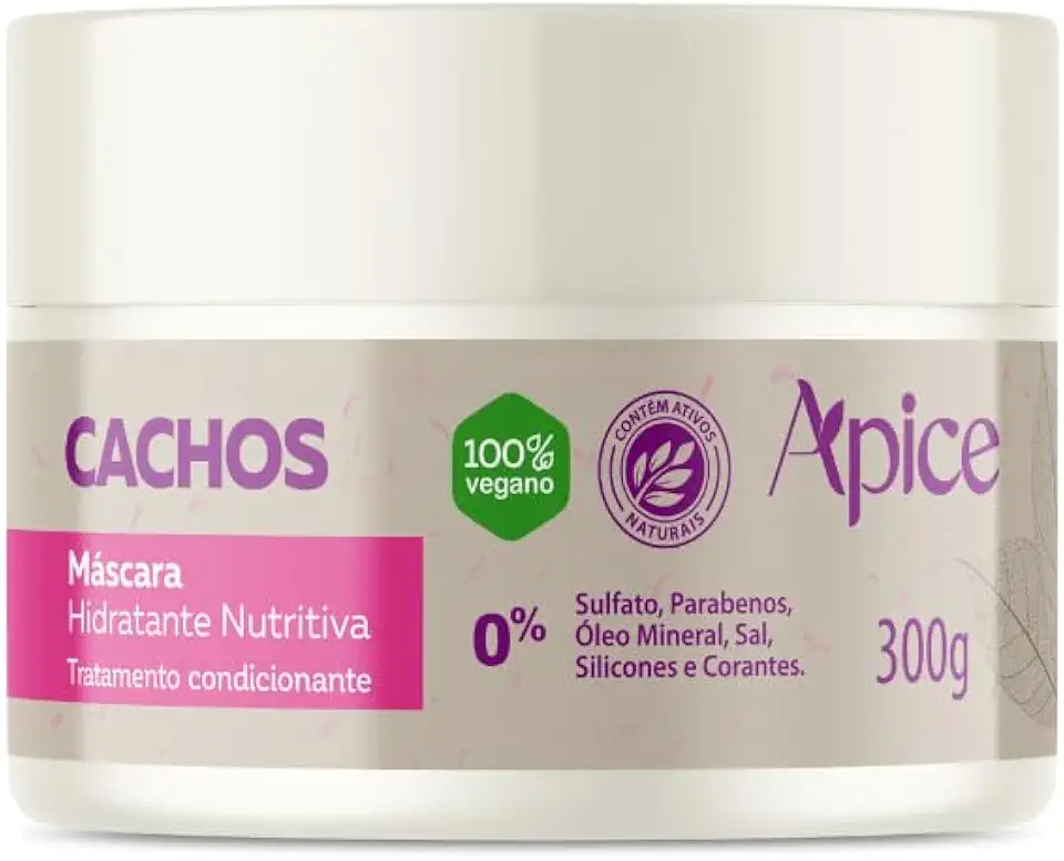 Ápice Máscara Cachos Hidratante Nutritiva | Hidratação e Nutrição Profunda para Cabelos Cacheados, Ondulados, Crespos e em Transição | 300g