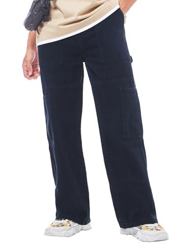 Image of Bewakoof Men Mid Rise 100% Cotton Solid Straight Fit Jeans|Straight Fit Jeans - Regular Fit | Classic Denim Pants | Everyday Casual