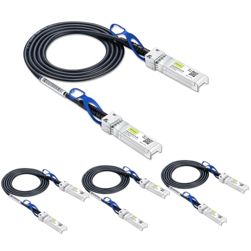 Image of 10Gtek 25G SFP+ DAC Cable - 25GBASE-CR SFP28 to SFP28 Passive Direct Attach Twinax Cable for Cisco SFP-H25GB-CU0.5M, Ubiquiti UC-DAC-SFP28, Supermicro and More, 0.5-Meter(1.6ft), Pack of 4