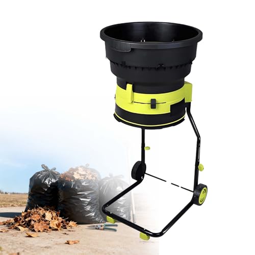 LYNNEYING Broyeur Feuilles Électrique Filaire,8000RPM Broyeur de Feuilles Sans Lame,Ratio Réduction 17:1,Avec Roues,Pour Grands Jardins,Réduction Déchets Végétaux Et Création Compost(Powercord*10m)