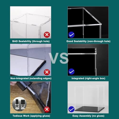 Image of Qzix Premium Clear Acrylic Display Showcase Box with Black Base | Dust-Resistant Transparent Display Case for Action Figures, Collectible Toys & Memorabilia Storage (9x9x9 Inch)