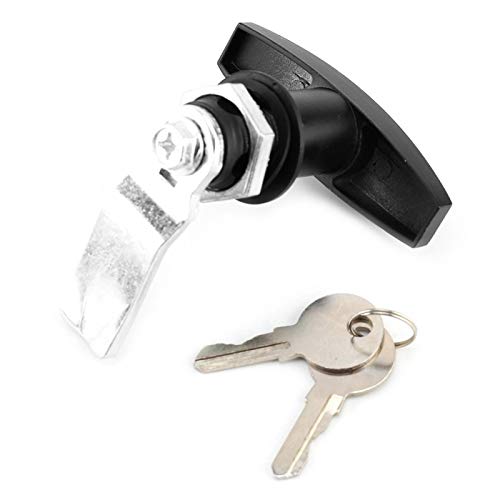 T Handle Lock,Rear Fixing T Handle Lock Tools Box Garage Door Lock with Keys for Trailer Caravan Canopy(Blak) - Image 4