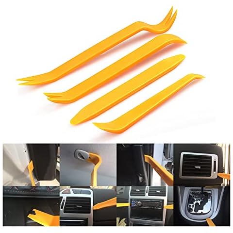 Car Trim Removal Tool, Car Stereo Removal Tools, Plastic Pry Tool Kit, Car Door Audio Panel Trim Removal Set, Car Panel Dash/Radio/Door/Terminal Interior Accessories Removal Tool Kit (4PCS Orange) Cover