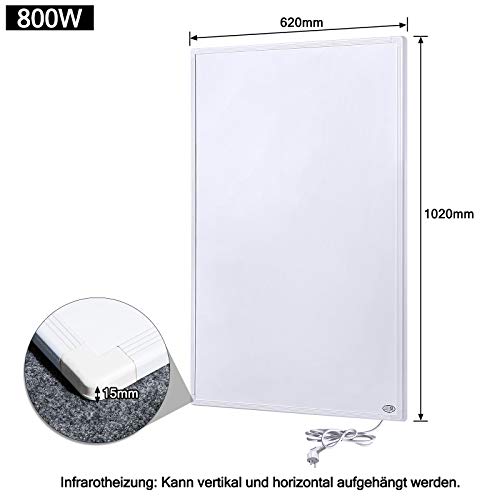 HENGMEI Infraroodverwarming 800 W met thermostaat GS TÜV keurmerk, wandverwarming, elektrische verwarming, wand… - Image 3