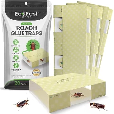 Roach Trap – 20 Pack | Sticky Indoor Glue Traps for Roaches and Other Bugs and Crawling Insects | Adhesive Cockroach Motel, Bait Trap, Monitor, Killer and Detector for Pest Control Cover