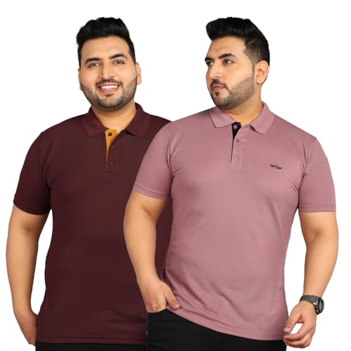 Image of INKKR Plus Size Men's Regular Fit Solid Polo Tshirt