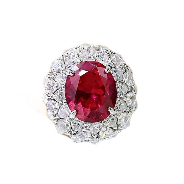 Bague de fiançailles rubis royal et argent 925, cadeau de fête