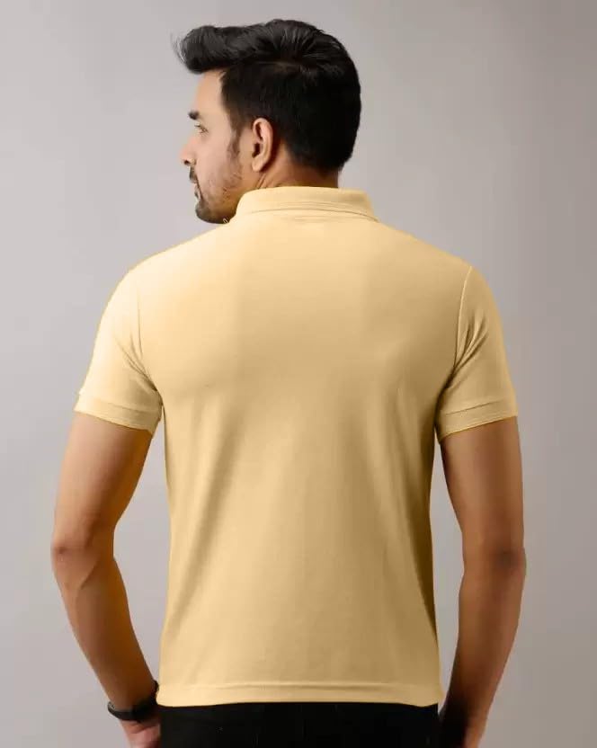 Image of INKKR Men's Polo Neck Half Sleeve Solid T-Shirts