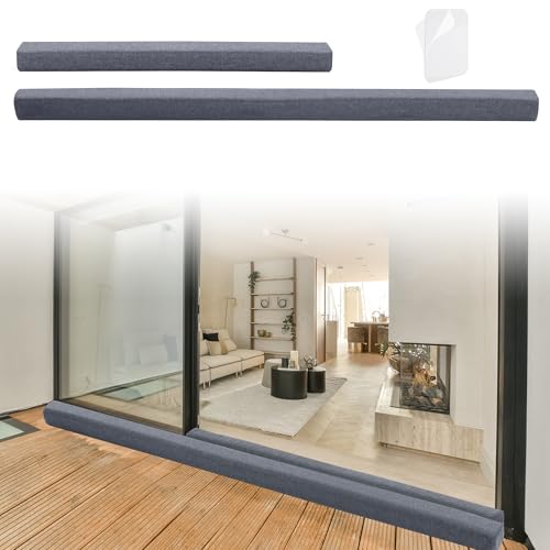 BALAPET 2 Pcs Door Draft Stopper Sliding Door Draft Stopper Glass Door Draft Blocker Patio Under Door Draft Stopper Winter Door Insulation Strip Provides Door Insulation and Weather Stripping