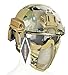 Jadedragon PJ Tactical Fast Helmet & Protect Ear Foldable Double Straps Half Face Mesh Mask & Goggle (CP)
