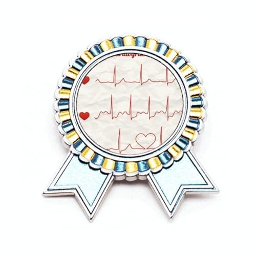 Broche cœur électrocardiogramme en métal taille M pour blouse médicale
