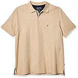 Nautica Men's Big-Tall Classic Fit Short Sleeve Solid Performance Deck Polo Shirt Shirt, -coastal camel heather, 4XLT Tall