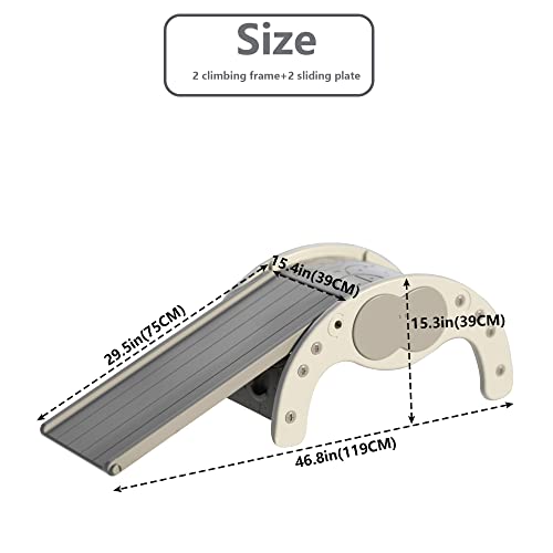 Image of Children's Indoor Climbing Slideway Swing Playground 4-in-1 Function: Slide, Rock Climbing, Balance Board and Cradle Safe and Solid Montessori Toys White（1 Climbing Frame+1 Sliding Plate）