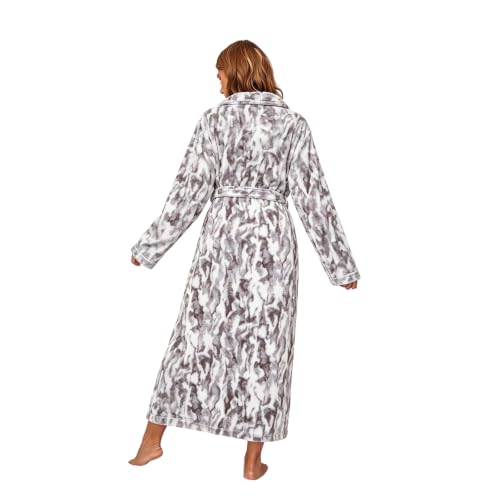 Image of RONGTAI Womens Robes Plush Fleece Hooded Bathrobe Thick Nightgown with Pockets Fluffy Sleepwear