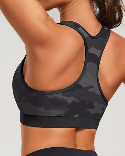 Image of Holipick Women's Sports Bra Bikini Tops Racerback Swim Top Scoop Neck Bathing Suits Top Modest Padded Crop Tops Swimsuit Only