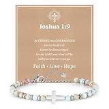 Pulsera de cruz cristiana para niñas, pulseras de cuentas de piedras preciosas naturales, joyería para adolescentes, regalos de bautizo, regalo para amigas, hija, mamá, hermana en Cristo, cumpleaños