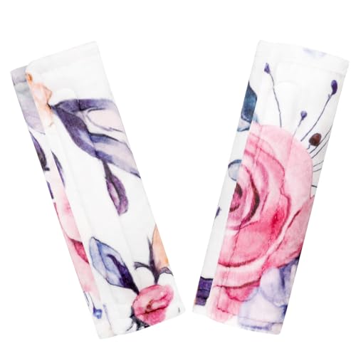 Image of Pea Pod Baby Car Seat Strap Cover 2 Pack Floral Car Seat Straps Shoulder Pads, Seat Belt Cushions Pads for Infant Car Seats, Stroller, Pushchair