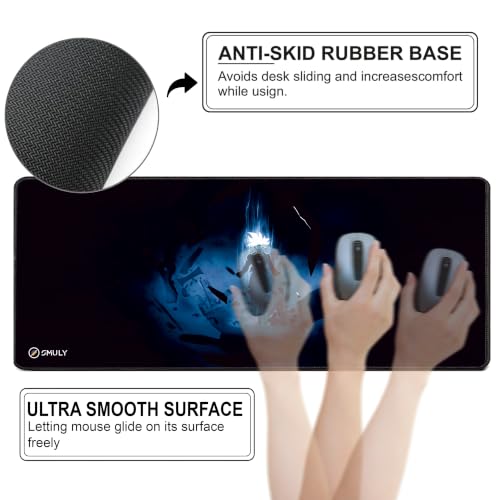Image of Blue Energy Warrior Mouse Pad 12x32Inch 3mm Extended Gaming Desk Mat with Anti-Slip Rubber Base Mousepad for Smooth Surface Desk pad for PC & Laptop Use Waterproof & Stiched (Multicolour)Deskpad
