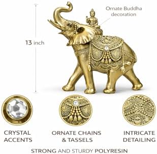 Elephant Figurine - Gold Decorative Animal Statue