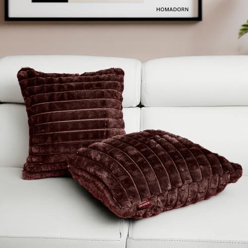 Image of HOMADORN Luxury Plush Fur Reversible Cushion Cover Ultra Soft & Cozy (Pack of 2)