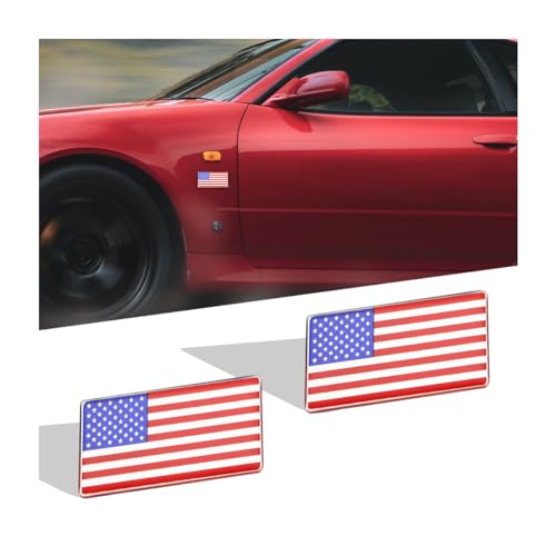 Image of Bittwee American Flag Grille Badge Emblem, 2 Pcs Hood Front Decoration, Grille Tailgate Emblems, Car Truck Grille Badge Sticker, Fit for 4Runner Rav4 and More, Vehicle Exterior Accessories