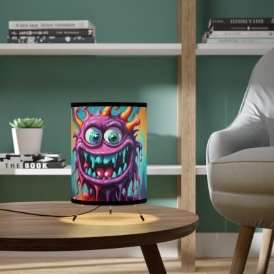 Generic Playful Tripod Lamp with Monster Shade, Colorful Decor, Funky Lighting, Kids Room Accent, Unique Gift for Any Occasion photo 2